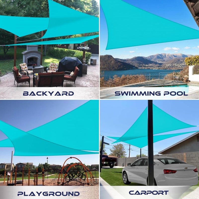 Windscreen4less 12'x12'x17' Waterproof Sun Shade Sail Right Triangle Shade Canopy Cover UV Block for Backyard Patio Deck Balcony Pergola Garden (Turquoise) - Image 2